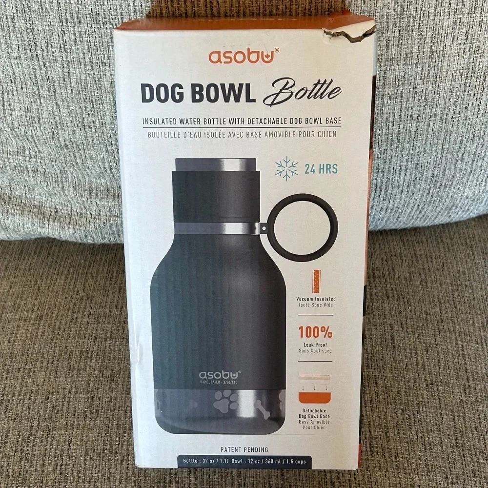 Asobu Dog Bowl Bottle Insulated Water Bottle‎ Detachable Bowl Base 37 oz NEW BOX